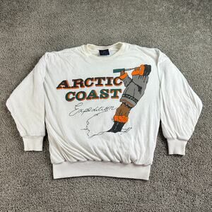 VTG 80s Arctic Expedition Sweatshirt Mens L 50 White Queen Of Saba Royal Fashion